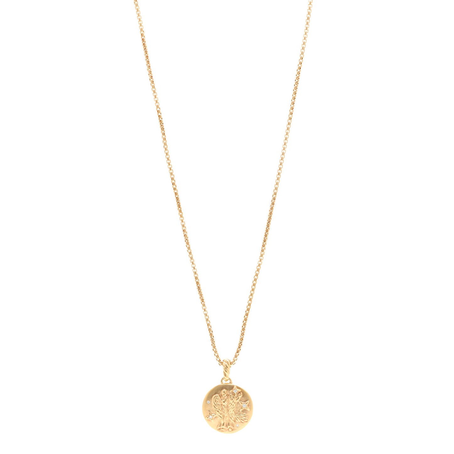 18K Yellow Gold Diamond Virgo Amulet Pendant Necklace