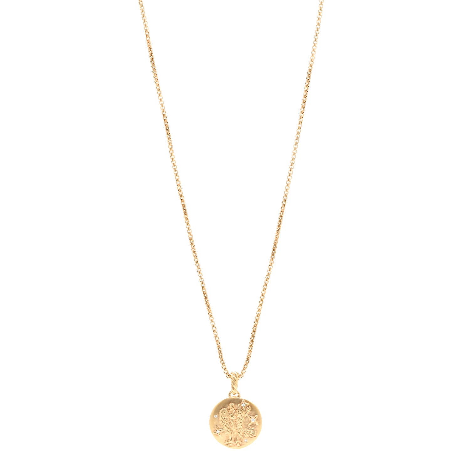 David Yurman 18K Yellow Gold Diamond Virgo Amulet Pendant Necklace 1 of 5