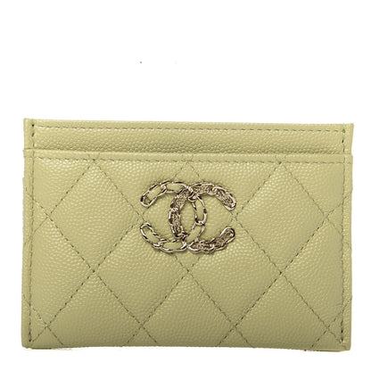 Chanel Caviar Quilted French New Wave Card Holder Light Green 1 of 10