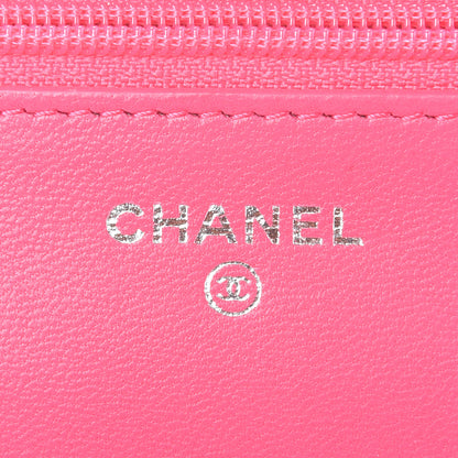 Chanel Lambskin Quilted Wallet on Chain WOC Pink 6 of 11