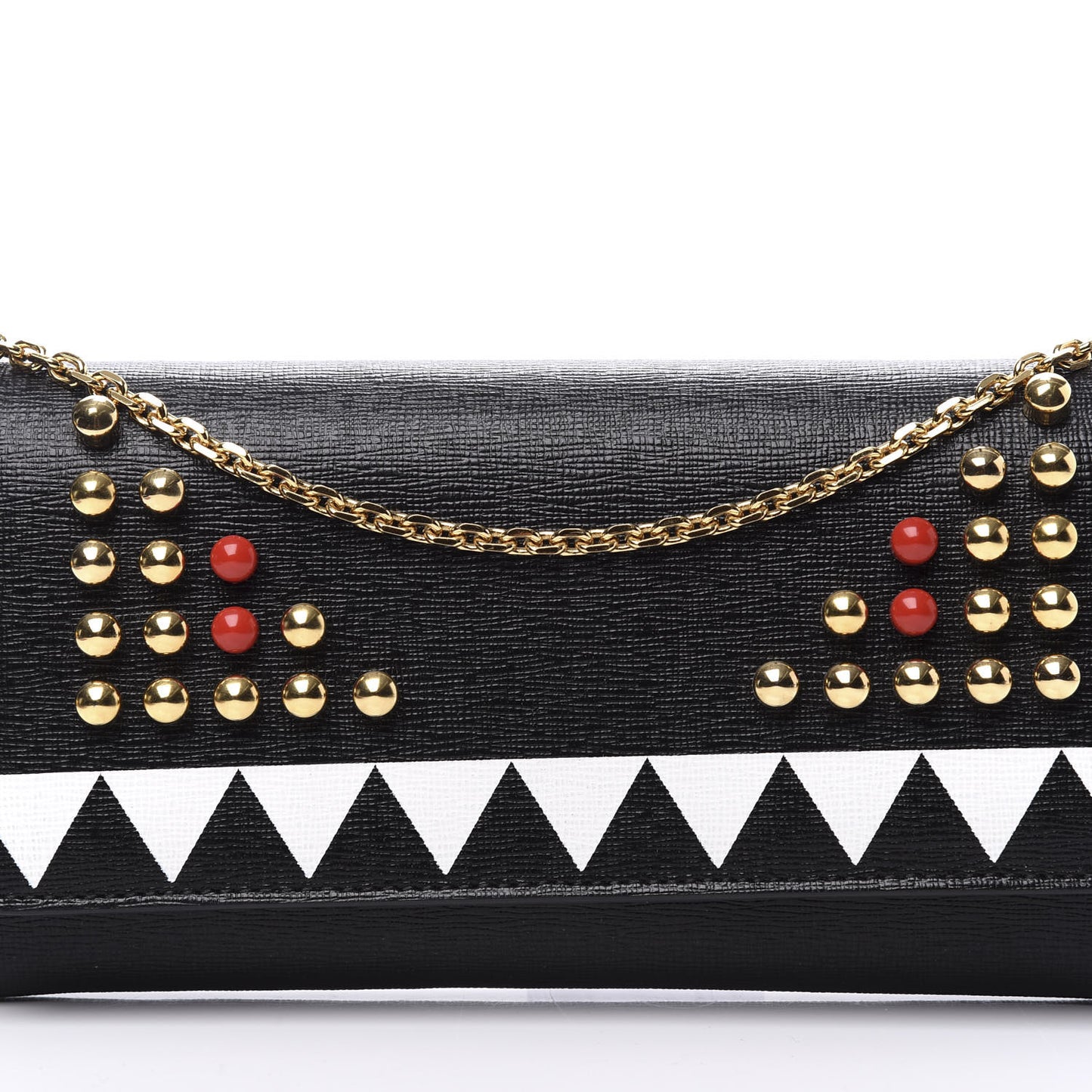 Vitello Elite Studded Monster Continental Wallet on Chain Black