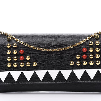 Fendi Vitello Elite Studded Monster Continental Wallet on Chain Black 11 of 12