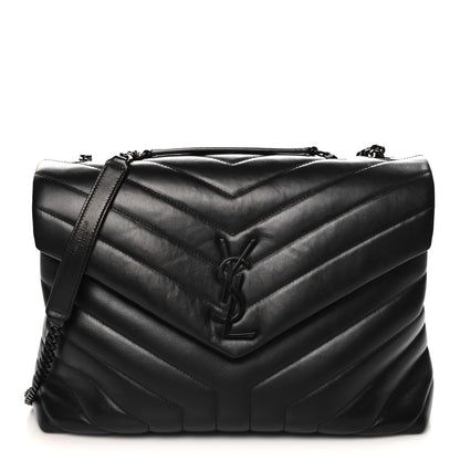 Saint Laurent Calfskin Y Quilted Monogram Monochrome Medium Loulou Chain Satchel Black 1 of 11