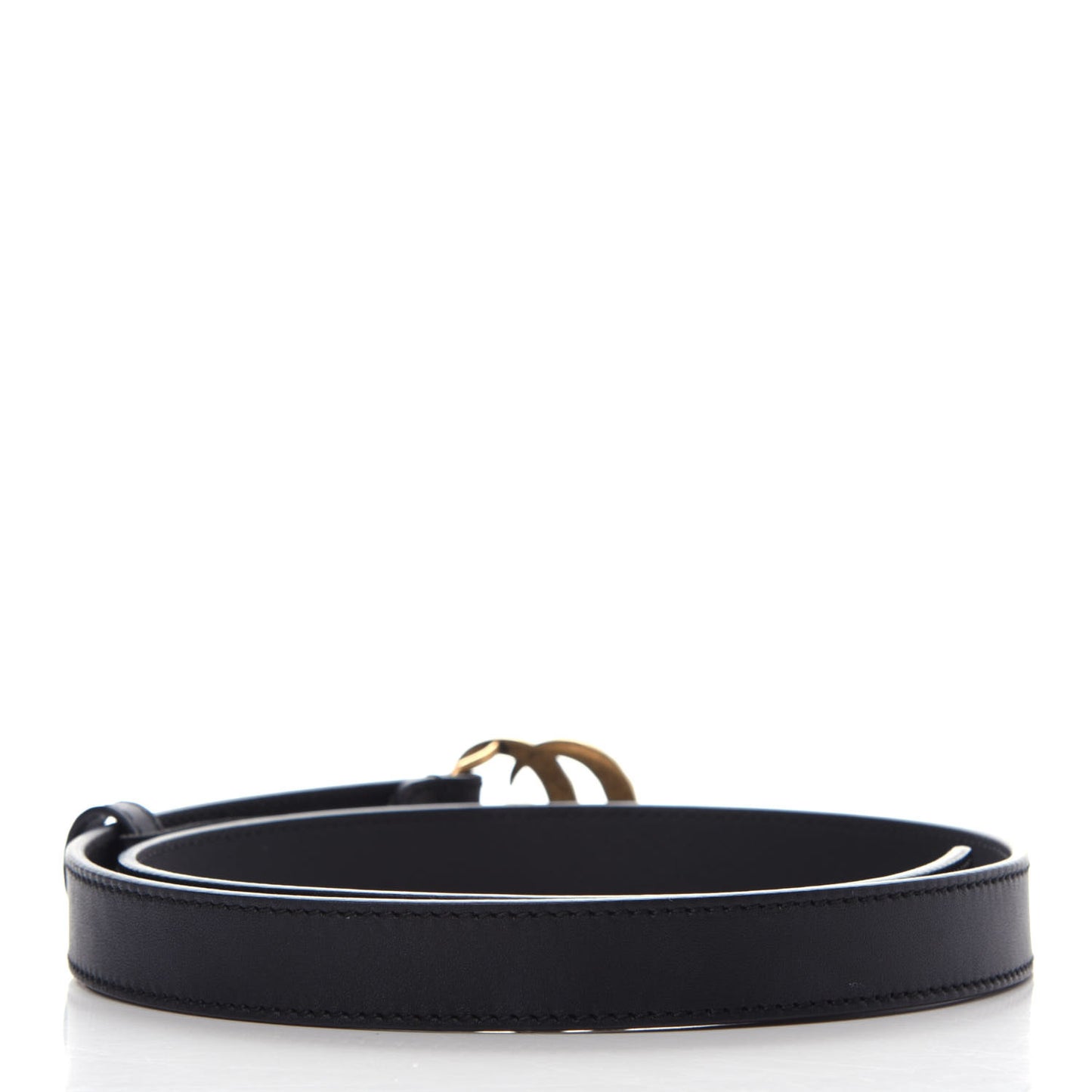 Calfskin Pearl Double G 20mm Belt 70 28 Black Cream