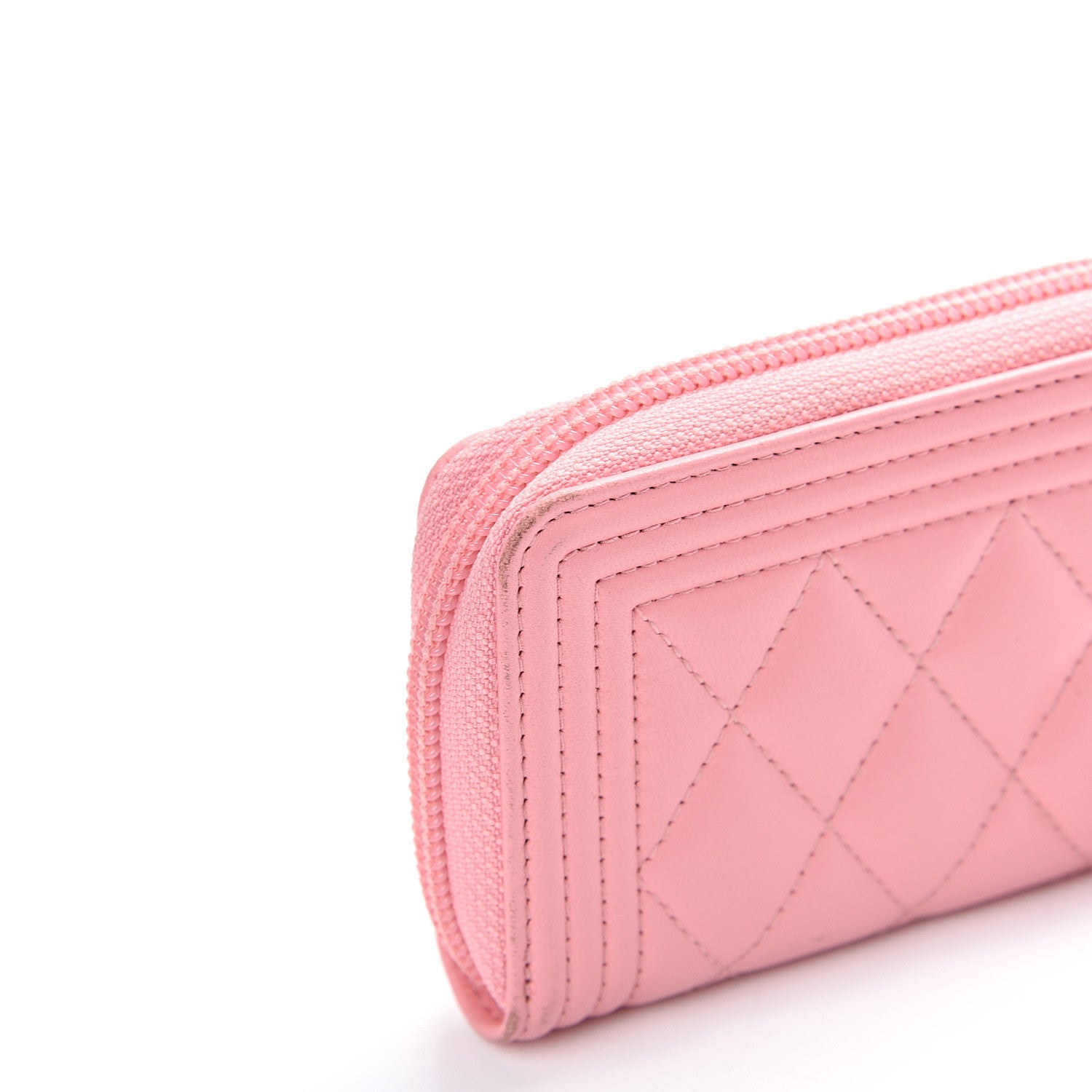 Chanel Lambskin Quilted Boy Zip Around Coin Purse Wallet Pink 10 of 14
