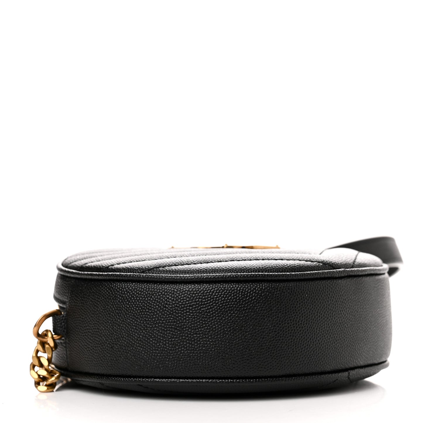 Grain De Poudre Matelasse Chevron Quilted Round Vinyle Camera Bag Black