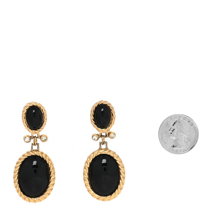 Christian Dior Resin Clip On Drop Earrings Black Gold 2 of 5