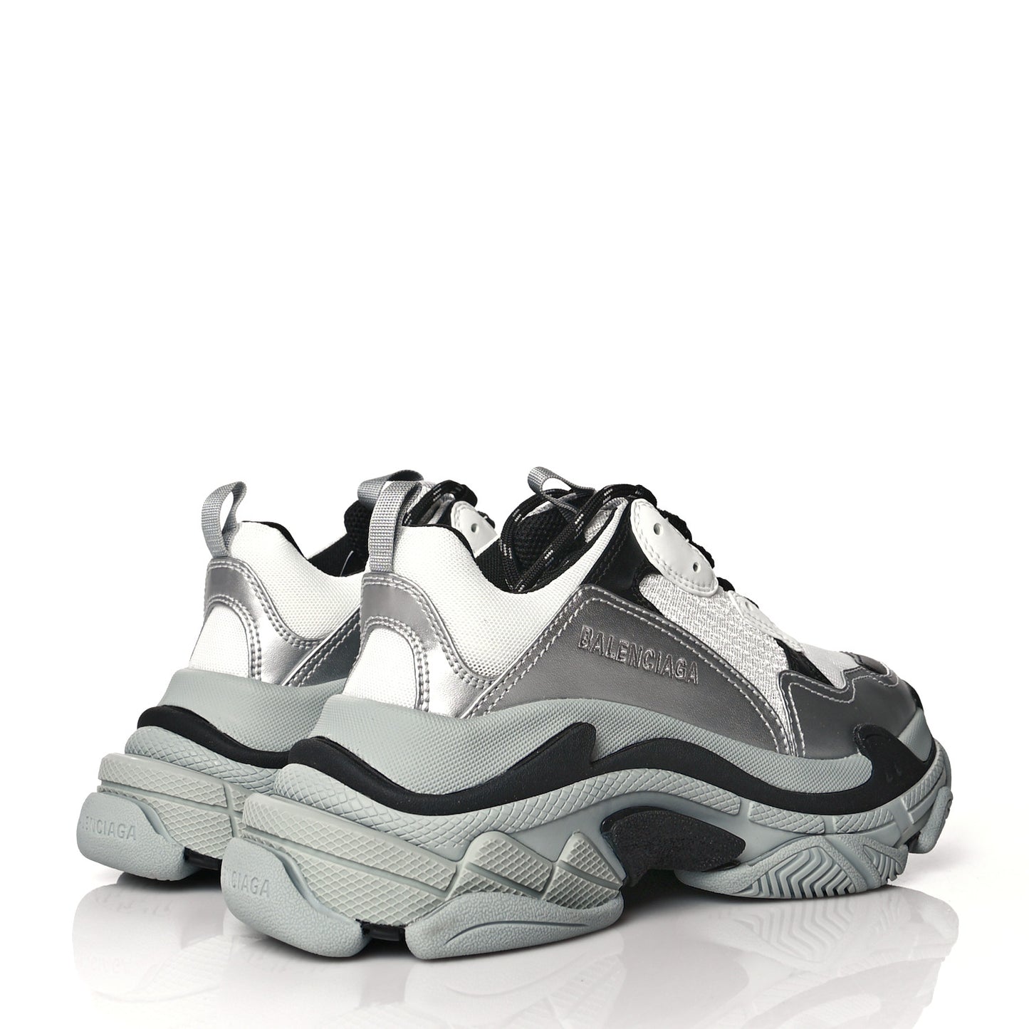 Metallic Fabric Mesh Womens Triple S Sneakers 37 Grey Dark Grey Black