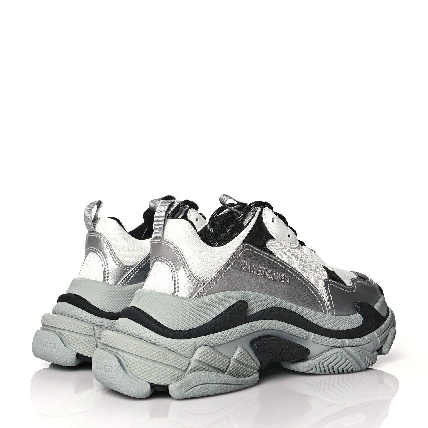 Balenciaga Metallic Fabric Mesh Womens Triple S Sneakers 37 Grey Dark Grey Black 4 of 7