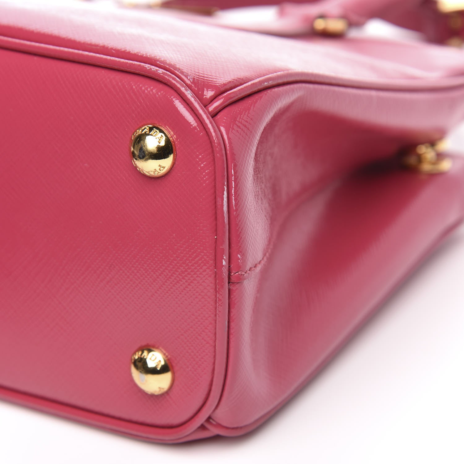 Prada Saffiano Vernice Mini Galleria Double Zip Tote Peonia 9 of 12