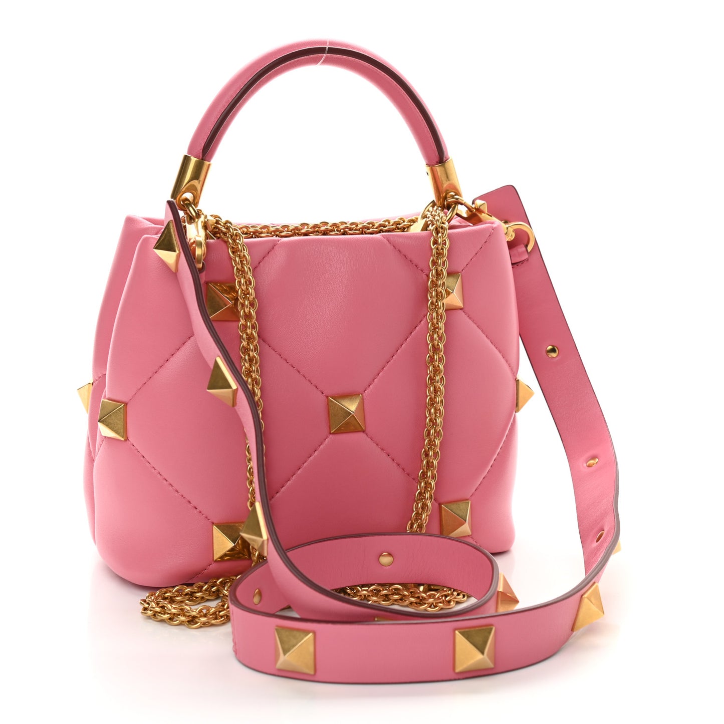 Nappa Small Roman Stud The Handle Bag Flamingo Pink