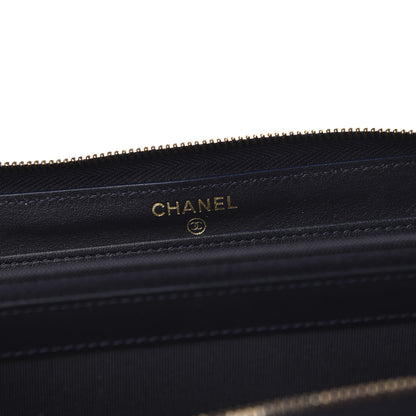 Chanel Caviar Quilted Large Gusset Zip Around Wallet Navy 6 of 11