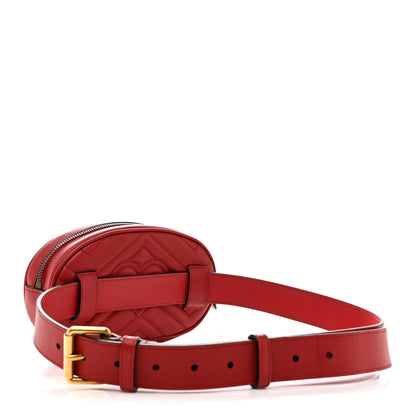 Gucci Calfskin Matelasse GG Marmont Belt Bag 85 34 Hibiscus Red 3 of 12