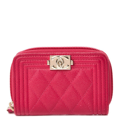 Chanel Caviar Quilted Boy Zip Around Coin Purse Wallet Fuchsia 1 of 9