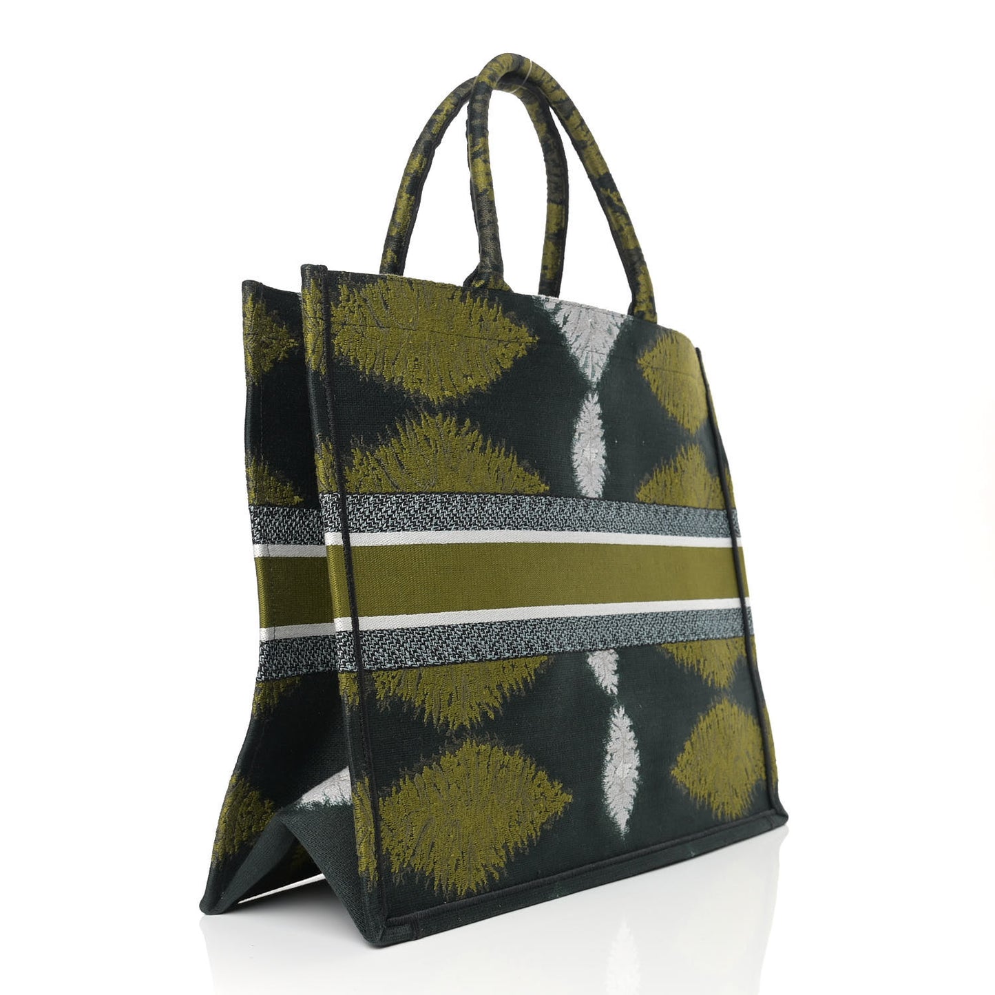 Canvas Large Tie And Dior Book Tote Green Multicolor