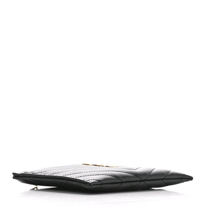 Saint Laurent Grain De Poudre Chevron Monogram Bill Pouch Black 4 of 12