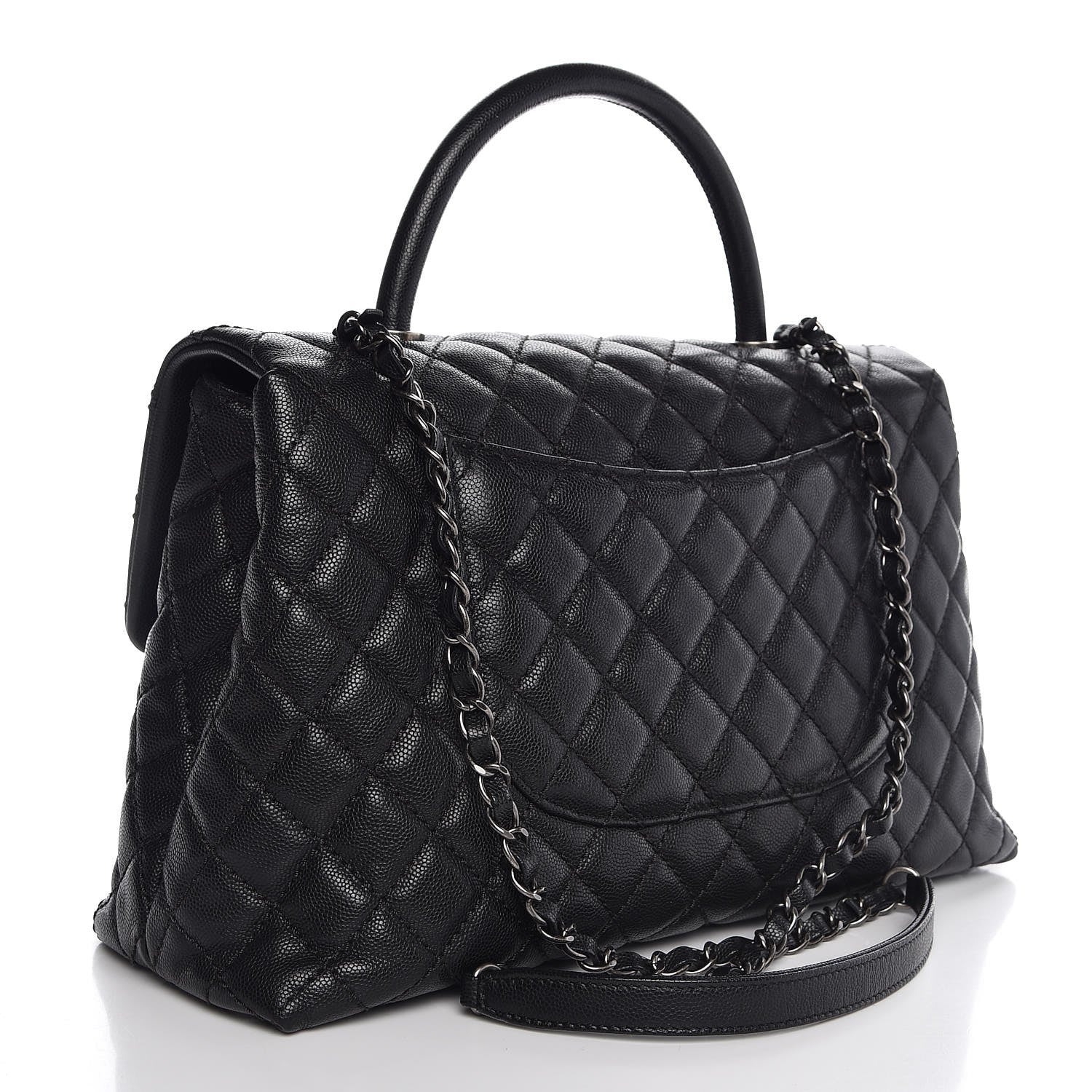 Chanel Caviar Quilted Medium Coco Handle Flap Black 3 of 7