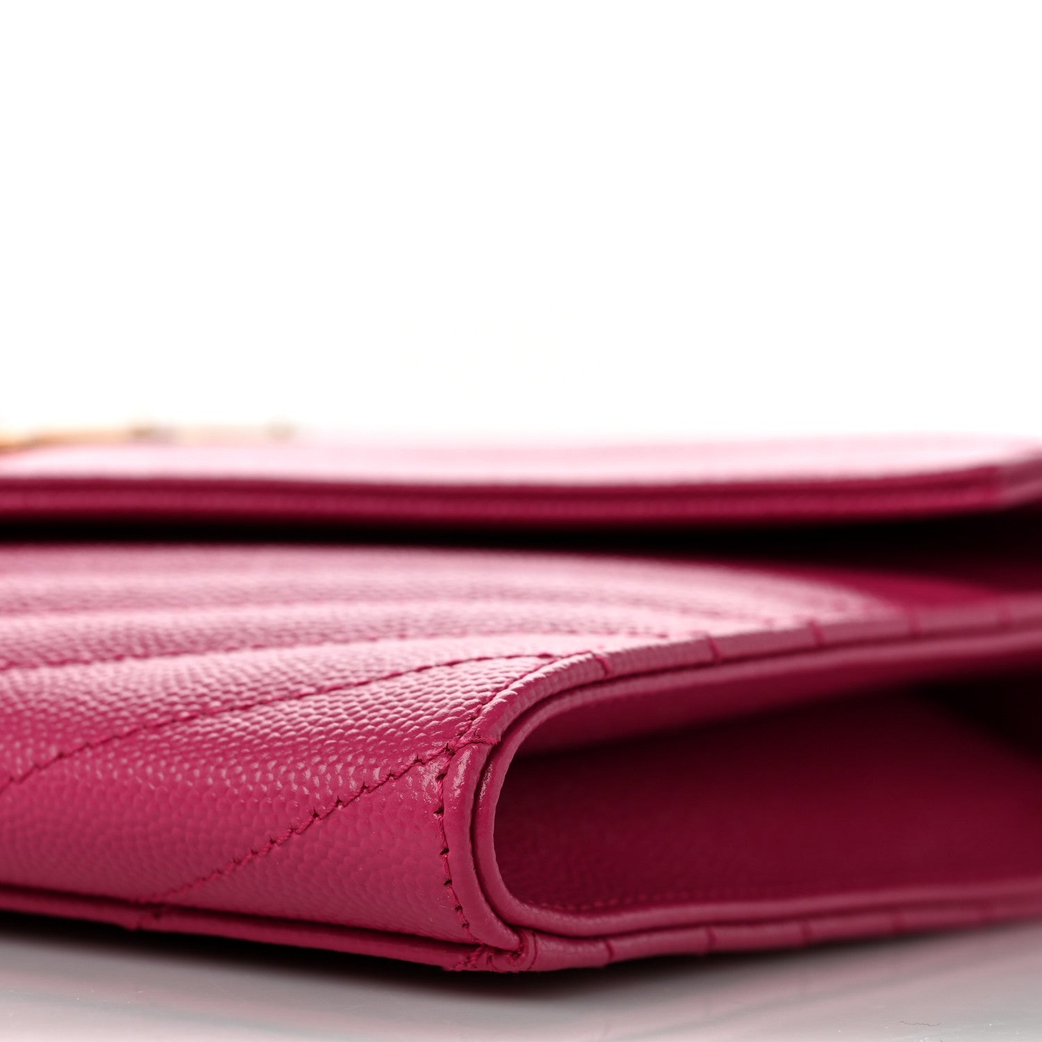 Saint Laurent Grain De Poudre Matelasse Chevron Monogram Envelope Clutch Fuxia Couture 9 of 9