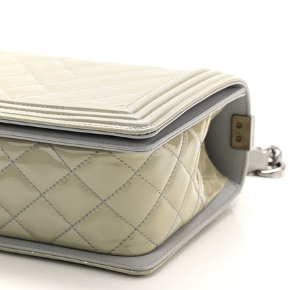 Chanel Patent Chevron Quilted New Medium Boy Flap Grey 10 of 10