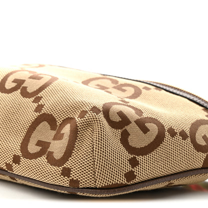 Gucci Monogram Jumbo GG Textured Dollar Calfskin Web Belt Bag Camel Ebony New Acero 10 of 10