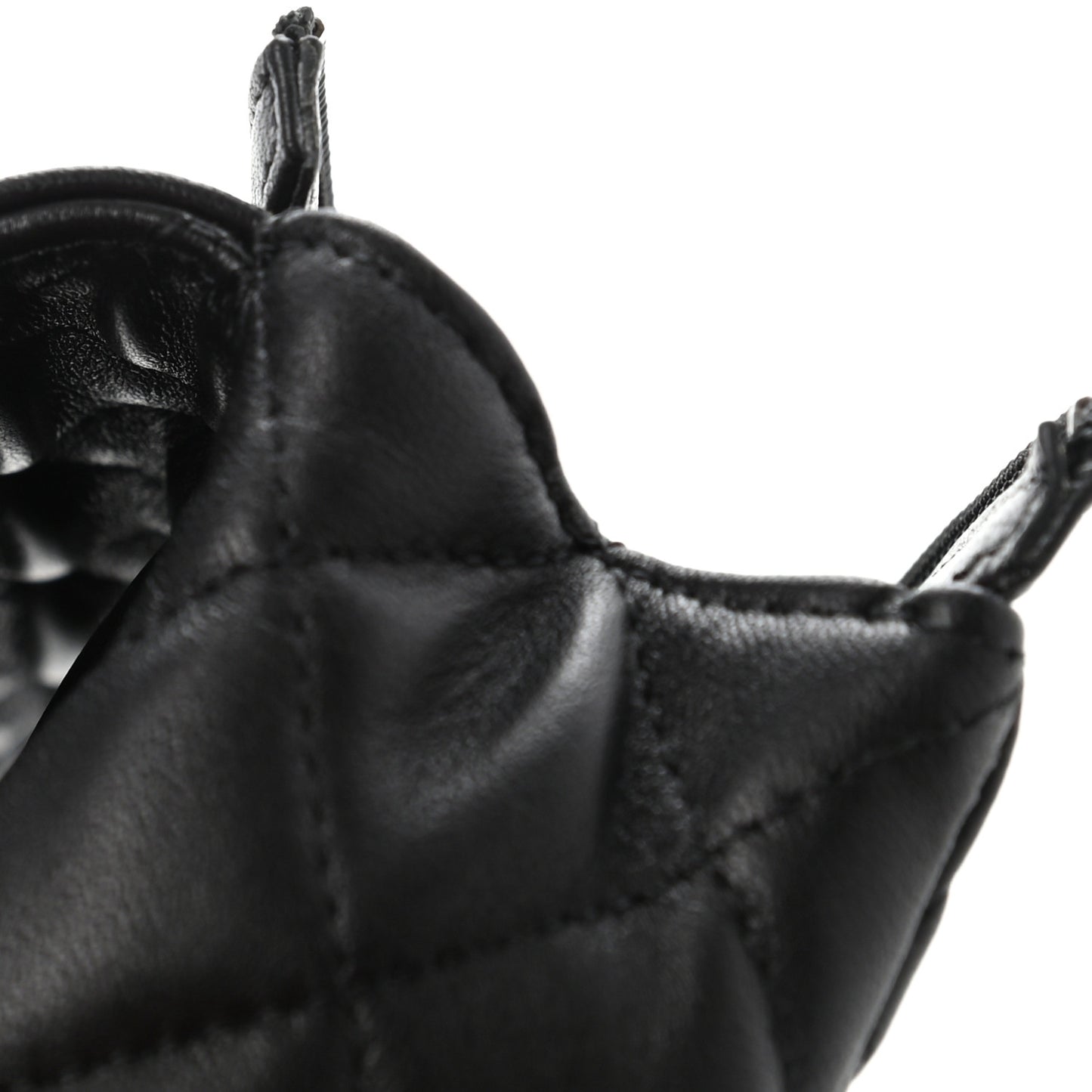 Lambskin Quilted Flap Cosmetic Case Black