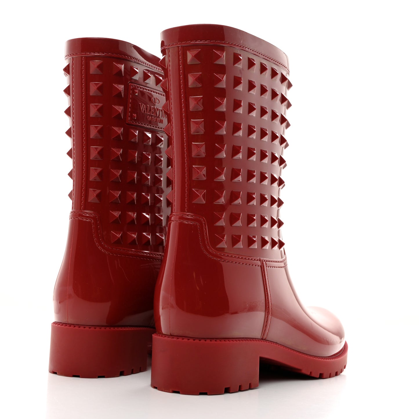 Rubber Rockstud Short Rainboots 38 Red