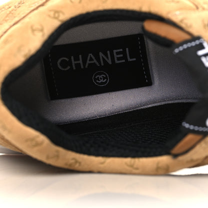 Chanel Nylon Suede Calfskin Printed CC Sneakers 39.5 Beige 7 of 8