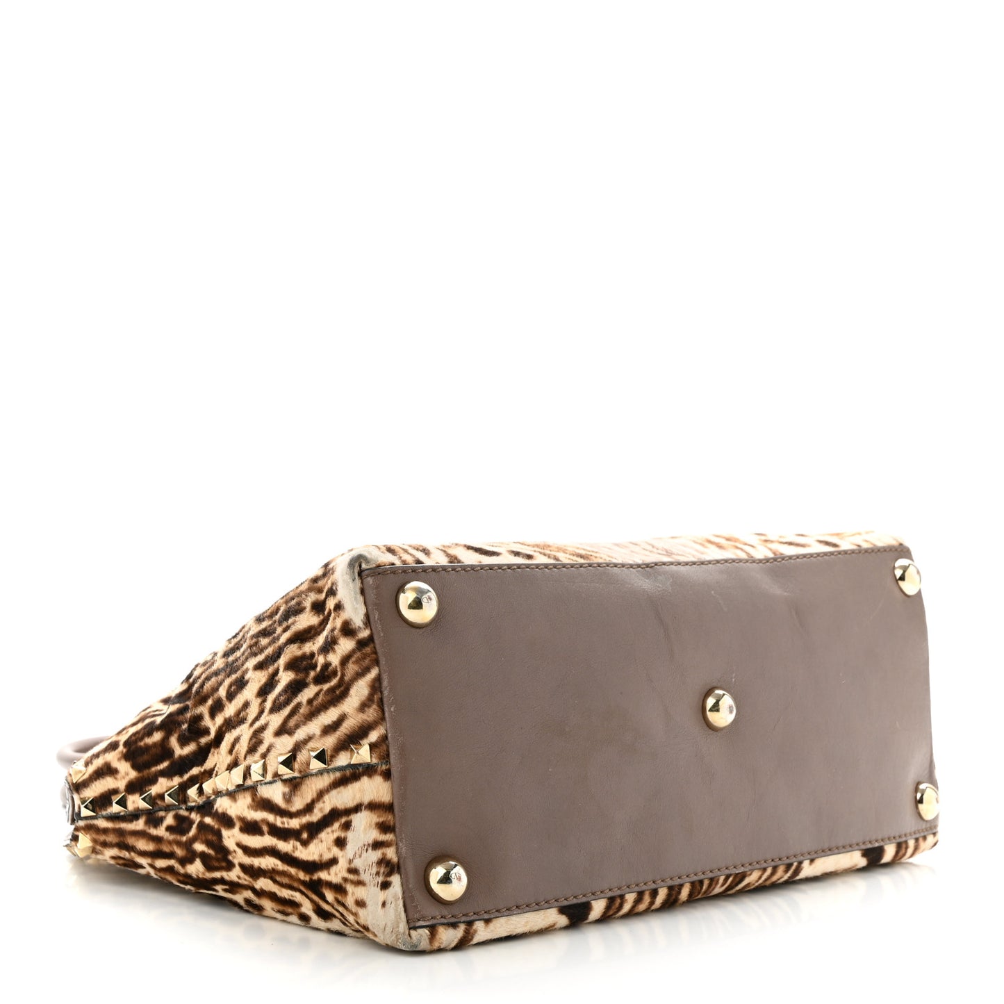 Calf Hair Cavallino Animal Rockstud Dome Satchel Leopard