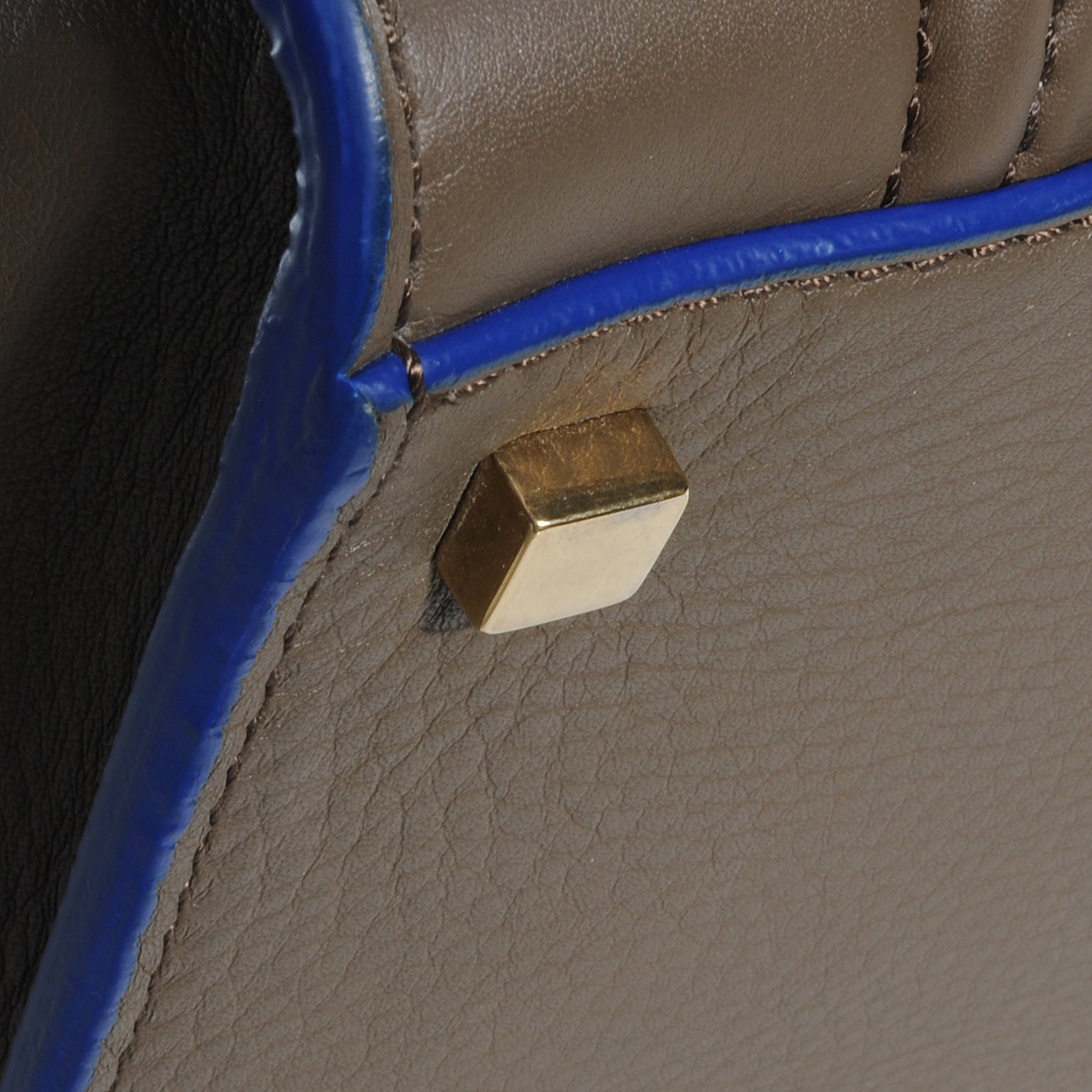 Celine Smooth Calfskin Medium Phantom Luggage Khaki Cobalt Trim 13 of 17