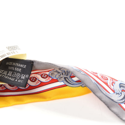 Hermes Silk Bride De Cour Twilly Gris Jaune Vif Rouge 2 of 3