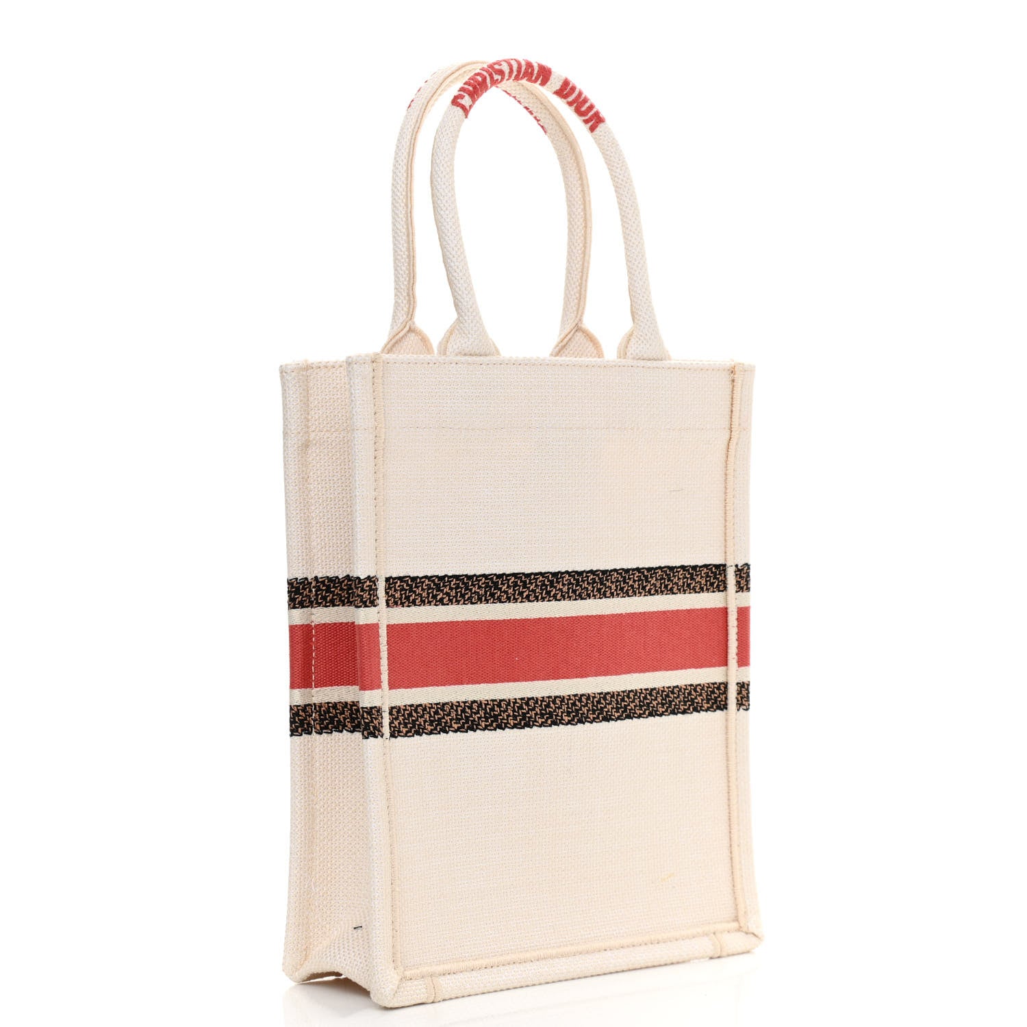 Christian Dior Canvas Embroidered Vertical Fleurs Bibliques Book Tote Latte Multicolor 3 of 10