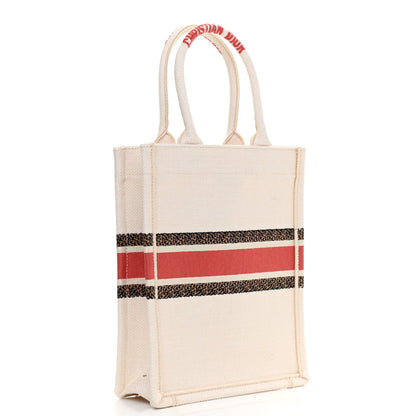 Christian Dior Canvas Embroidered Vertical Fleurs Bibliques Book Tote Latte Multicolor 3 of 10
