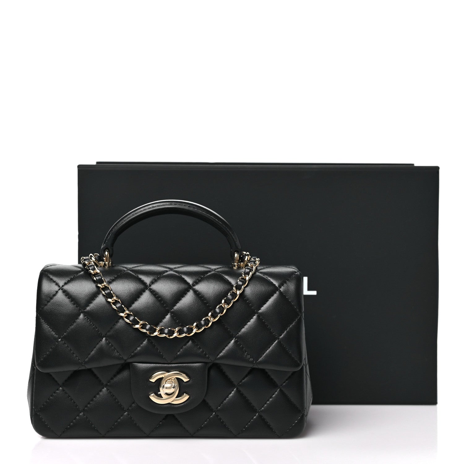 Chanel Lambskin Quilted Mini Top Handle Rectangular Flap Black 11 of 11