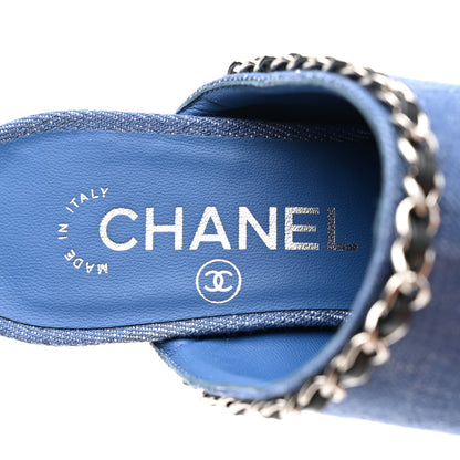 Chanel Denim Cap Toe Chain Mule 36 Blue Black 7 of 9