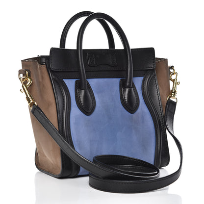 Celine Nubuck Smooth Calfskin Nano Tri-Color Luggage Royal Blue 3 of 18