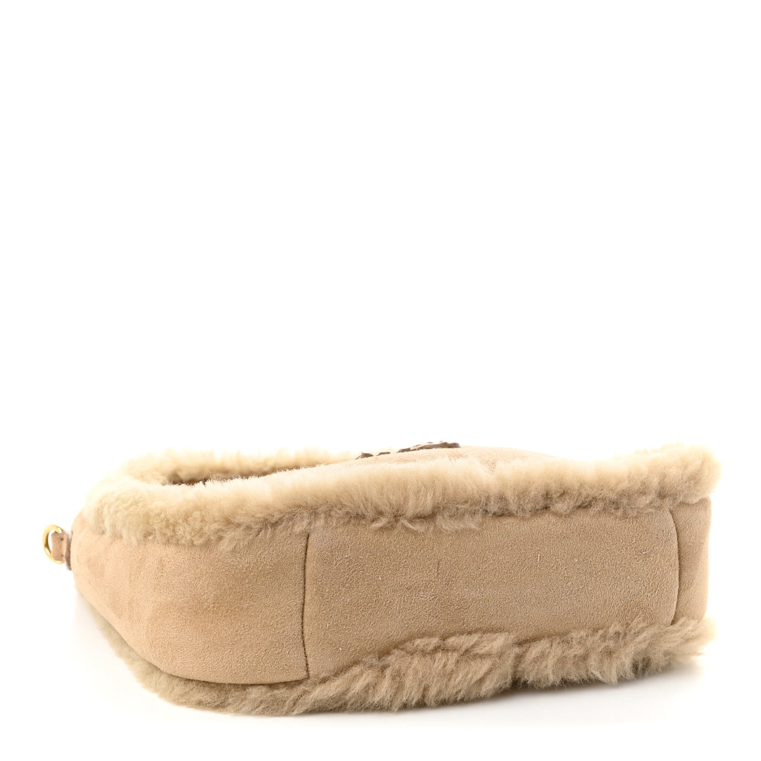 Miu Miu Suede Shearling Mini Wander Hobo Sabbia 4 of 9