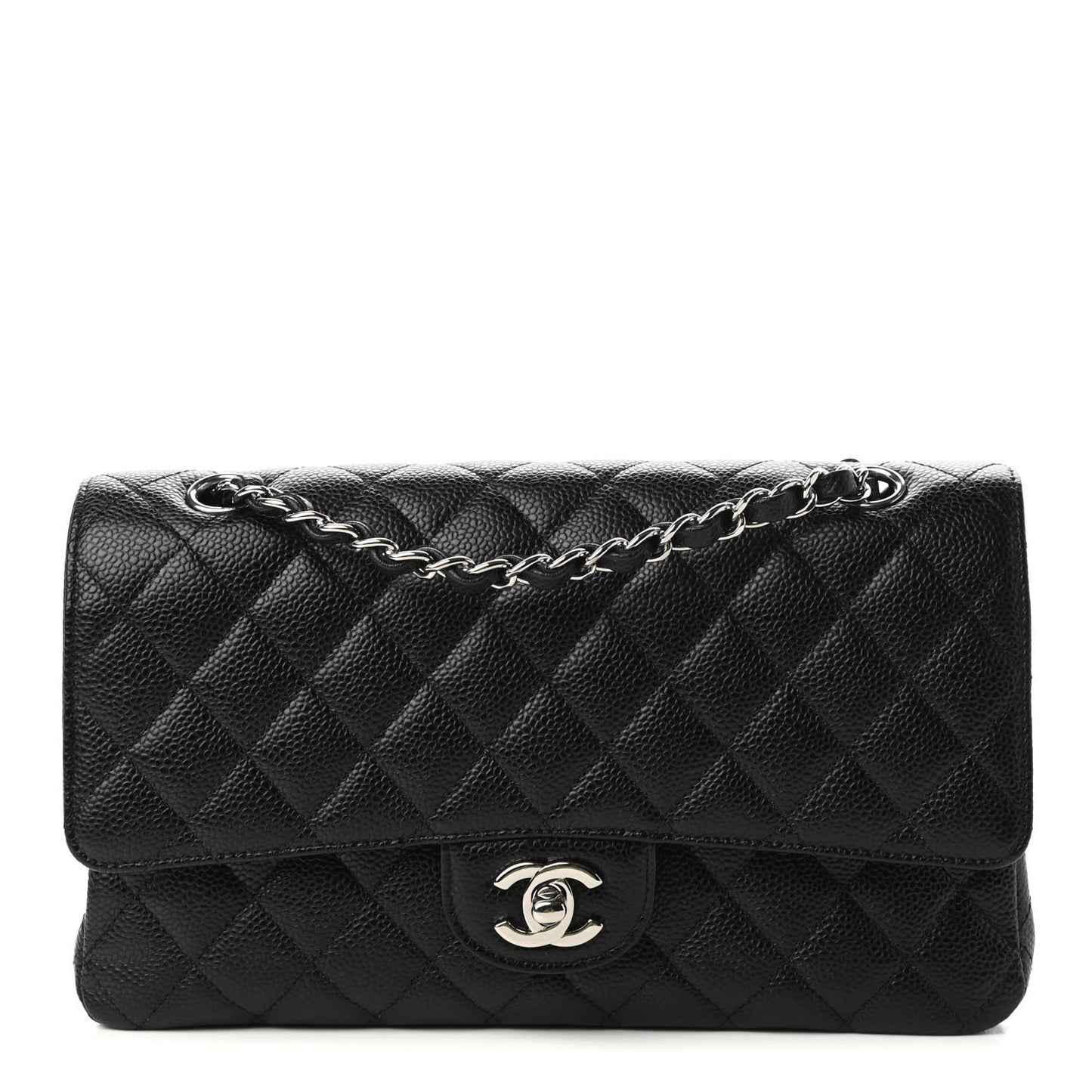 Caviar Quilted Medium Double Flap Black