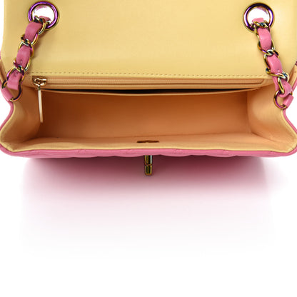 Chanel Lambskin Quilted Mini Rectangular Flap Pink Yellow 5 of 11