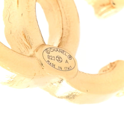 Chanel Metal Tweed Effect CC Earrings Gold 4 of 5