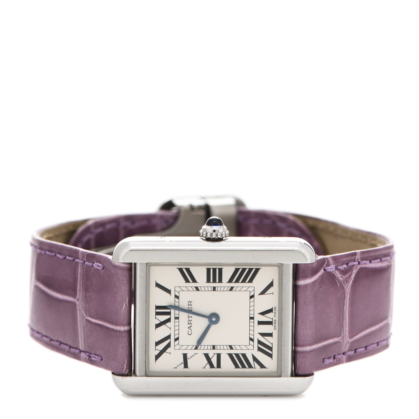 Stainless Steel Alligator 24mm Tank Solo Quartz Watch Purple