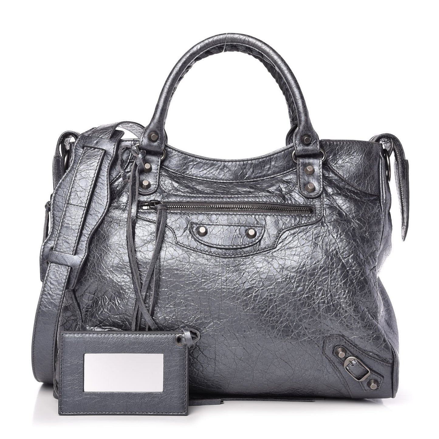 Metallic Agneau Classic Hardware Argent Fonce