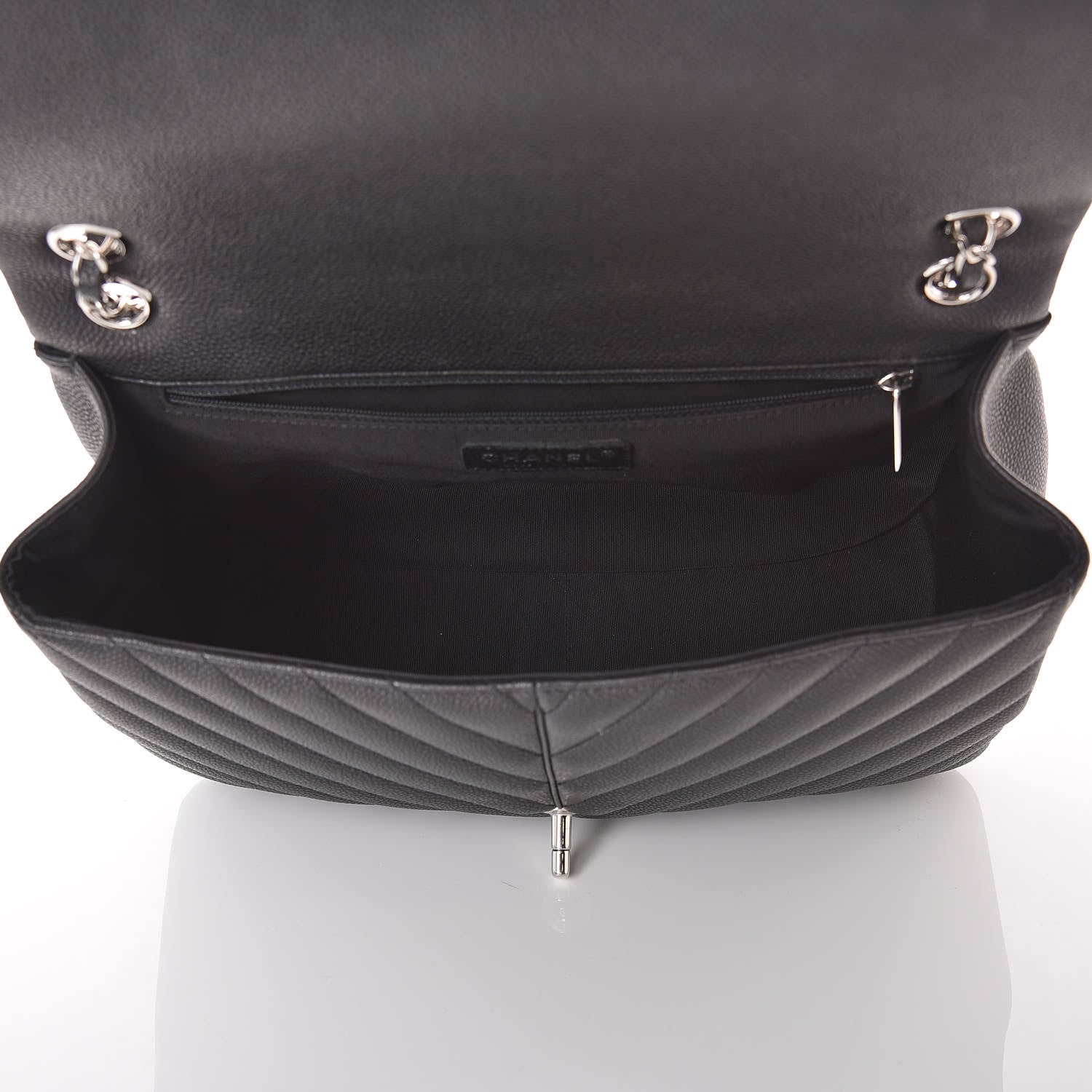 Chanel Caviar Chevron Quilted Large Puffy CC Flap Black 7 of 9