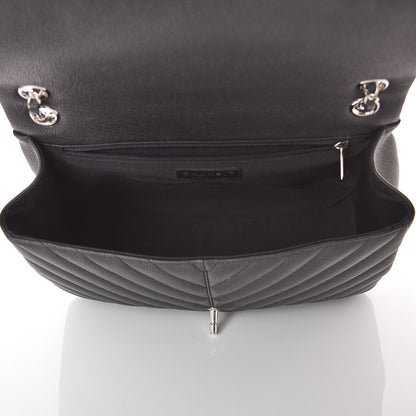 Chanel Caviar Chevron Quilted Large Puffy CC Flap Black 7 of 9