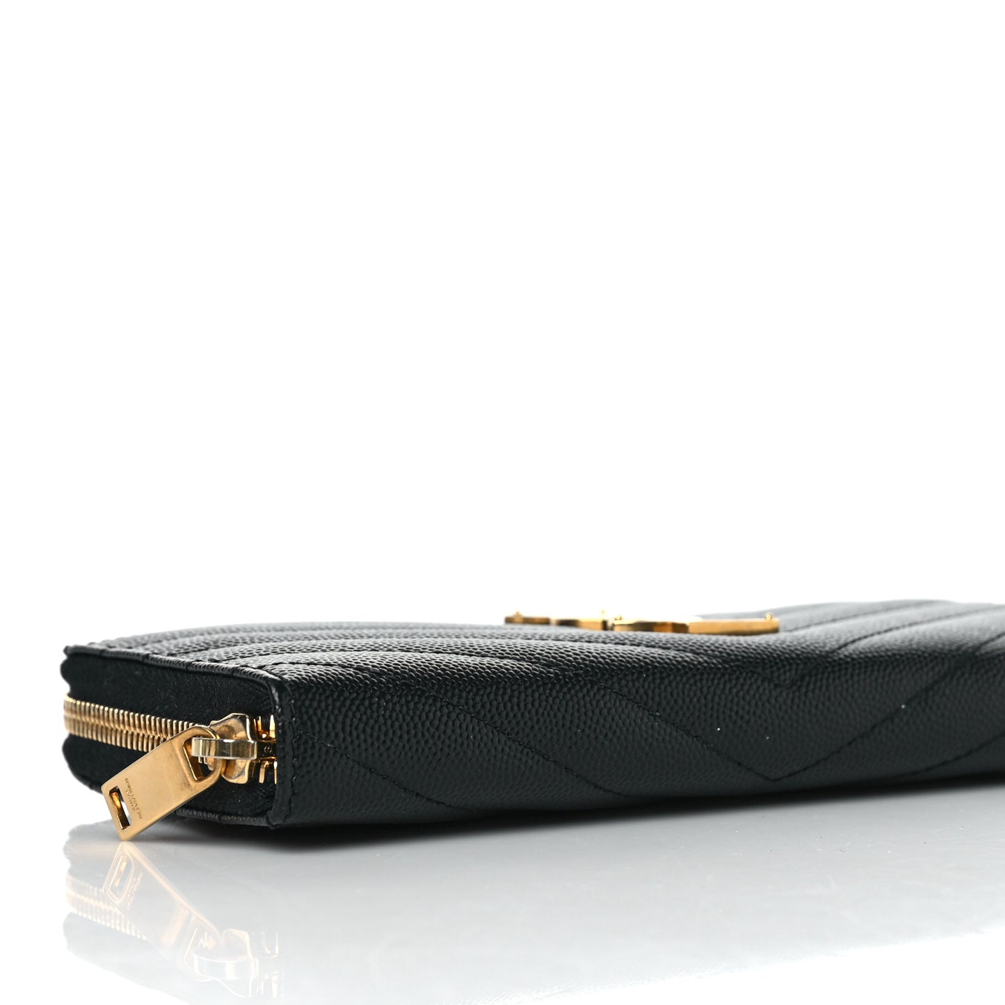 Grain De Poudre Matelasse Chevron Monogram Zip Around Wallet Black