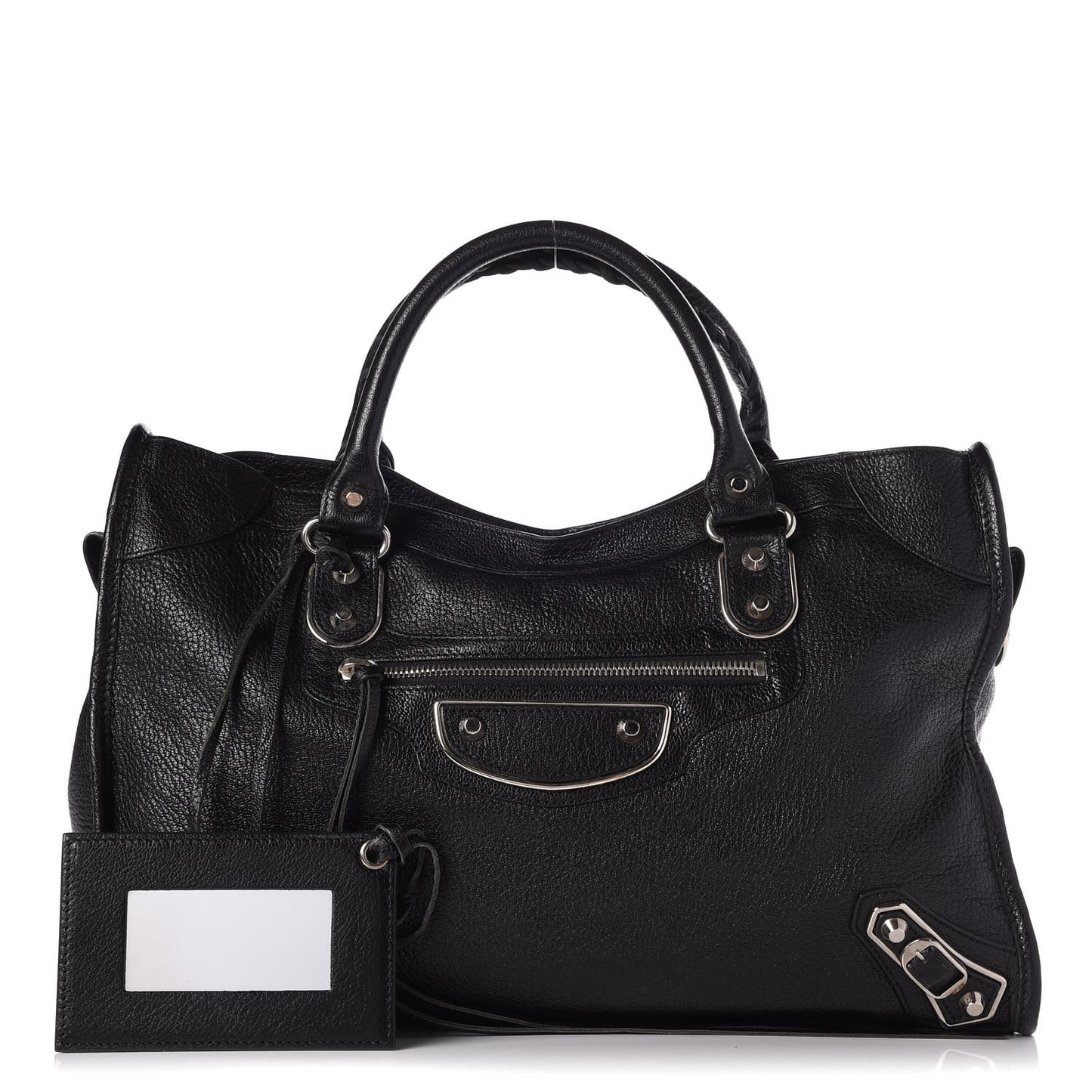 Chevre Silver Metallic Edge Hardware City Black