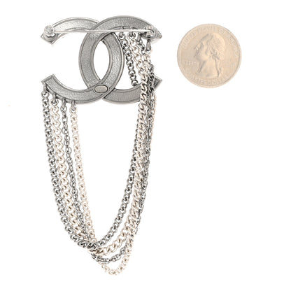 Chanel Ruthenium Crystal Multi Strand Chain CC Brooch Silver 2 of 3
