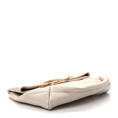 Burberry Grained Calfskin Pin Clutch Beige 4 of 9