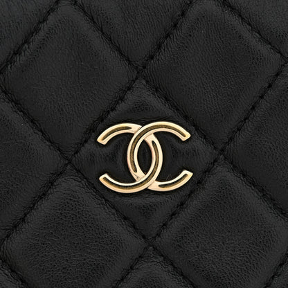 Chanel Lambskin Quilted Chain Around Pouch Hobo Black 10 of 10