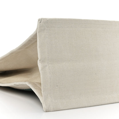 Saint Laurent Cotton Linen Calfskin Striped Rive Gauche Tote Water Green 8 of 9