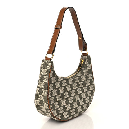 Celine Canvas Calfskin Ava Triomphe Shoulder Bag Green 2 of 9